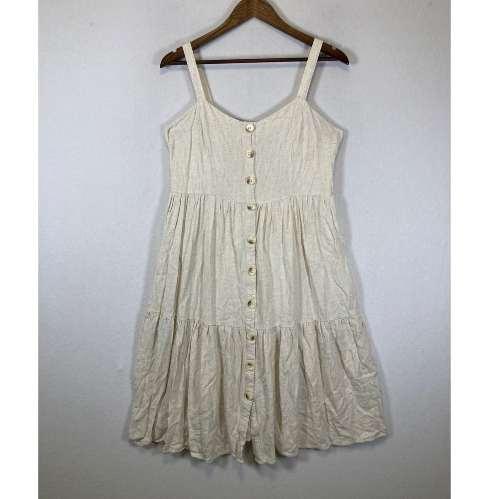 Polagram Cream Button-Front Midi Dress